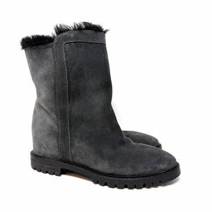 EUC $650 AQUATALIA Cate Shearling Lined Suede Boots WEATHERPROOF Grey Sz 8.5